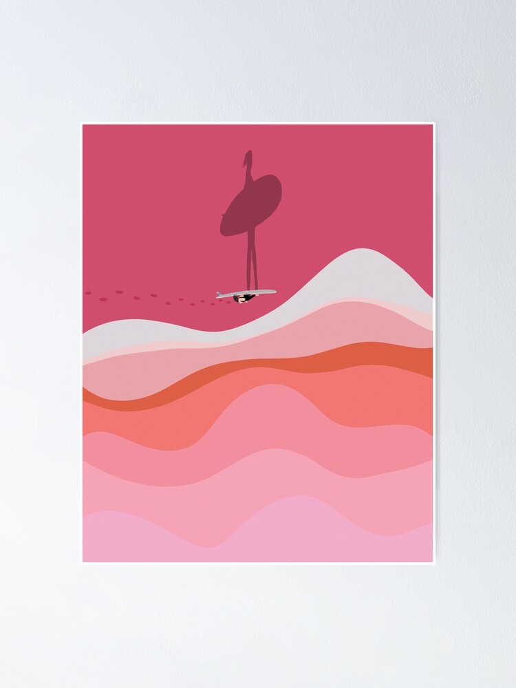 Surfen Gegangen Rosa Strandillustration Poster Von The Drone Man Redbubble