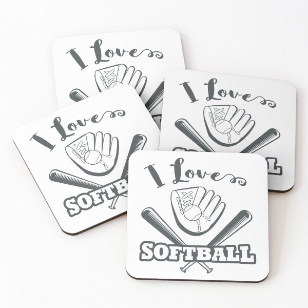 Item preview, I Love Softball, With Softball Glove And Bat designed and sold by 4AllTimes.