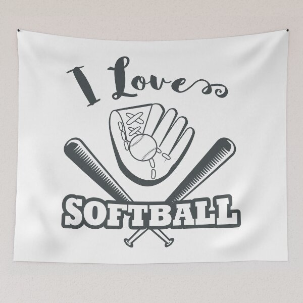 Item preview, I Love Softball, With Softball Glove And Bat designed and sold by 4AllTimes.