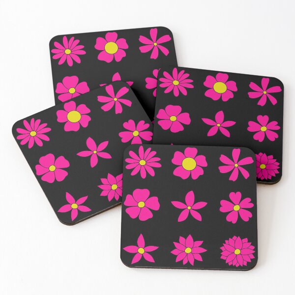 Item preview, Bib Flowers Pack in Classic Bright Pink on Black designed and sold by CottoVerdi.