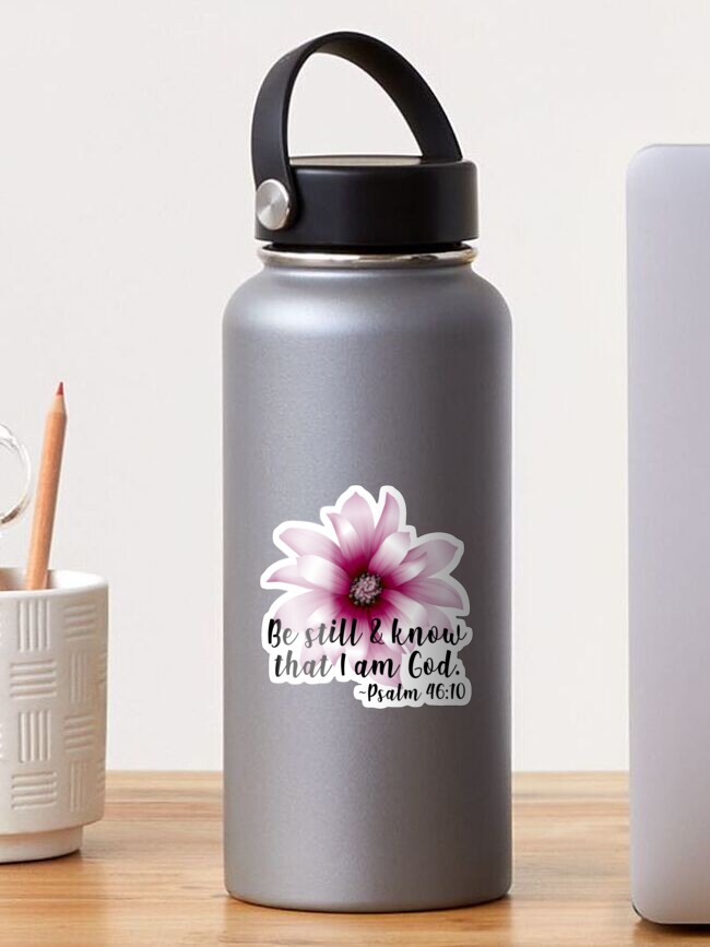 Be Still & Know White Floral Stainless Steel Water Bottle - Psalm