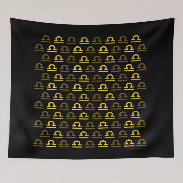 Item preview, Golden yellow libra sign, astrology zodiac symbol black background designed and sold by Stéphane  Thirion.