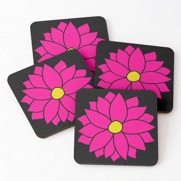 Item preview, Bib Flower in Classic Bright Pink on Black designed and sold by CottoVerdi.