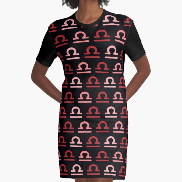 Libra sign red, astrology zodiac symbol black background Graphic T-Shirt Dress