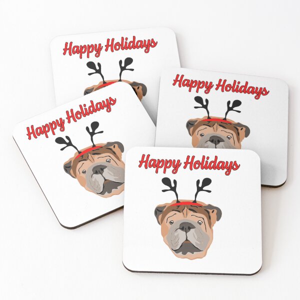 Item preview, Happy Holidays greetings with cute British Bulldog  designed and sold by krisgreenwood.