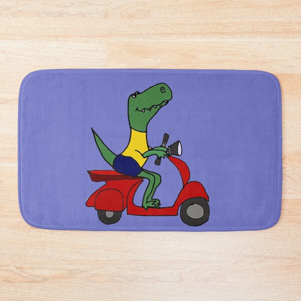 Artikelvorschau, Lustiger T-Rex Dinosaurier, der roten Motorroller reitet entworfen und verkauft von Nature's Fancy.