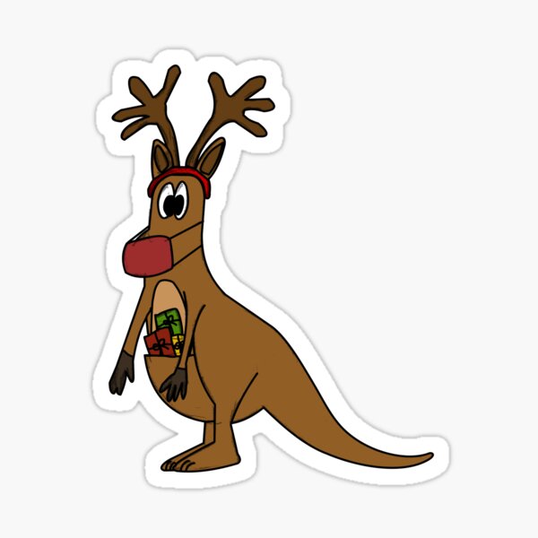 Australian Christmas 2021 Masked Kangaroo Reindeer Funny Sticker