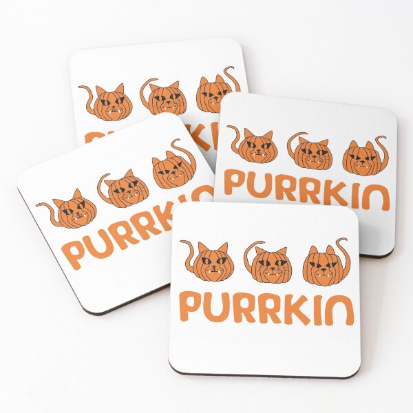 Item preview, Halloween purrkin trio. Cat shaped pumpkins. designed and sold by ReluctantChickn.