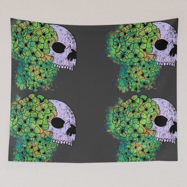 Item preview, Skull and green hydrangeas designed and sold by BV-creas.