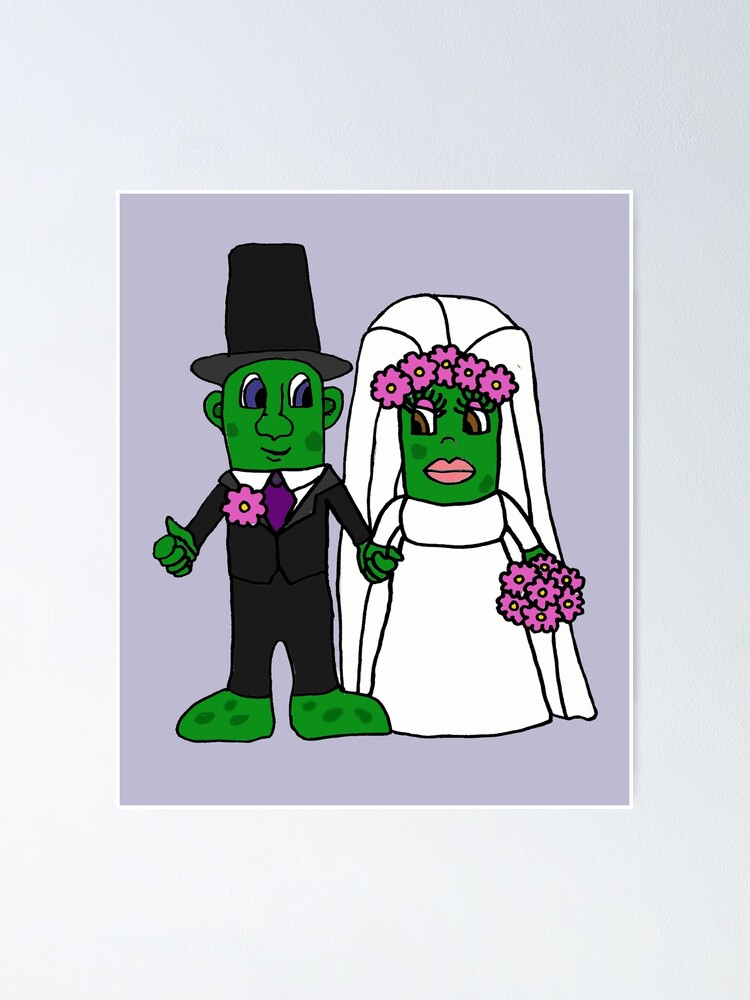 Póster «Dibujos animados divertidos de la boda de la novia y el novio de  Pickle» de naturesfancy | Redbubble