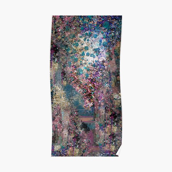 Abstract Painting 091620, Teal Purple and Gold Texture Poster