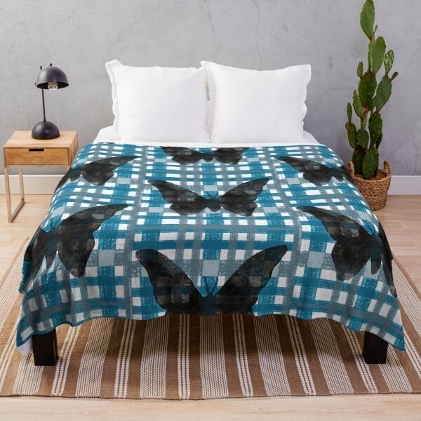 Item preview, Vintage Butterfly on Blue Plaid designed and sold by kmdart.