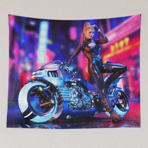 Item preview, Beautiful Art Motorcycle Women in Leather Colorful Design designed and sold by bobla25.