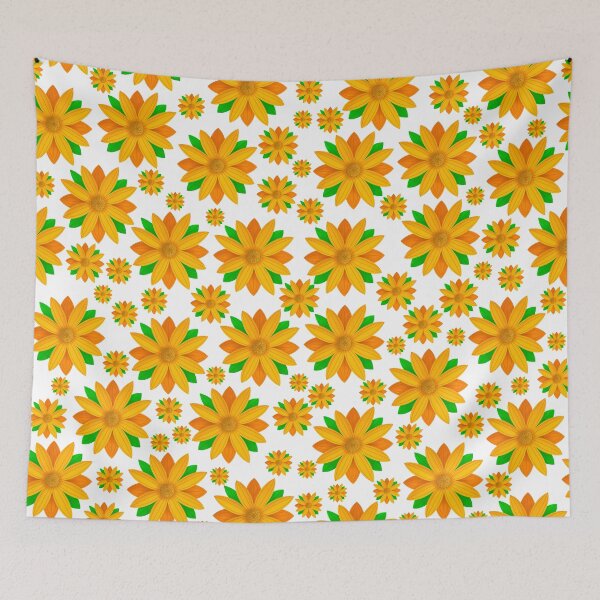 Item preview, Orange Flower Pattern On White Background designed and sold by Gsallicat.