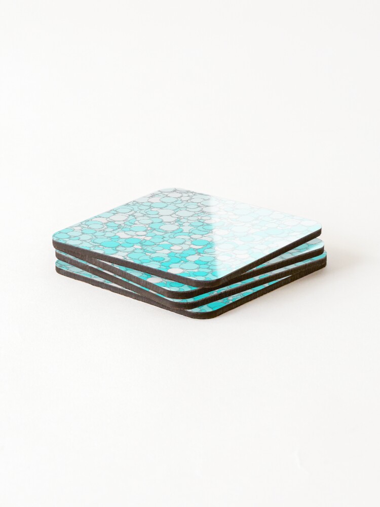 Thumbnail 4 of 5, Coasters (Set of 4), Turquoise and White Bubbles designed and sold by MathenaArt.