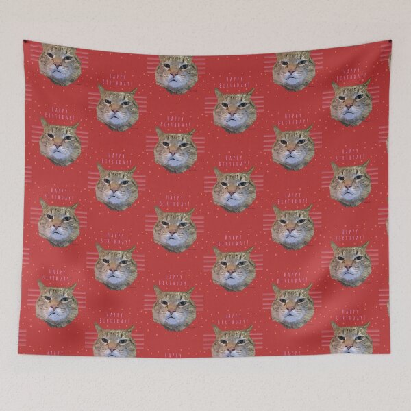 Item preview, Red Birthday Cat designed and sold by buzzcutart.