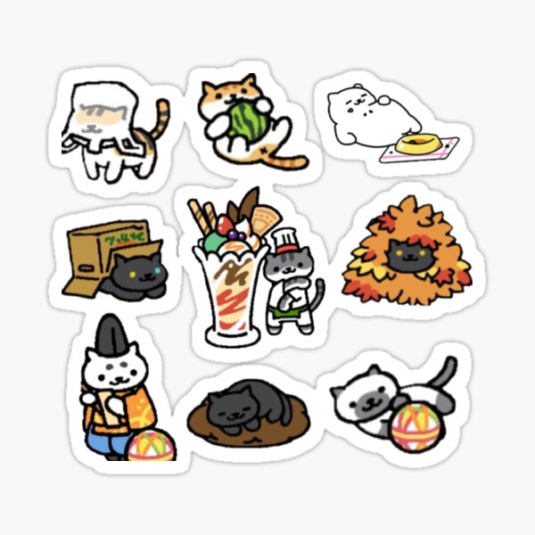 Cute Neko Atsume Design Sticker