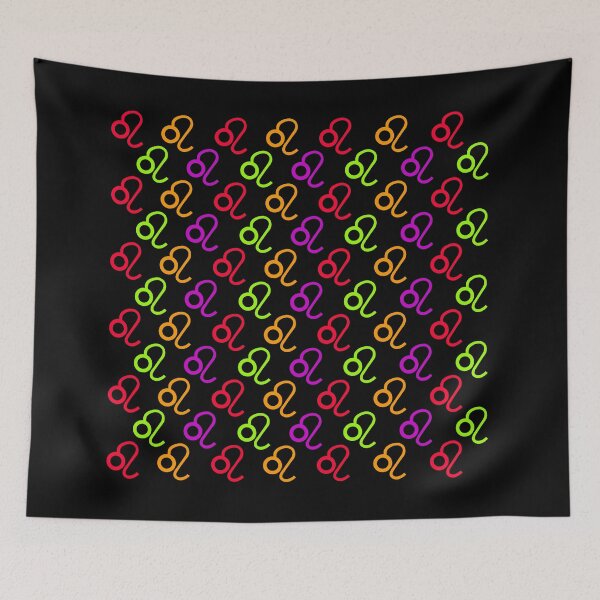Item preview, Multicolored Leo astrological sign, zodiac symbol black background designed and sold by Stéphane  Thirion.