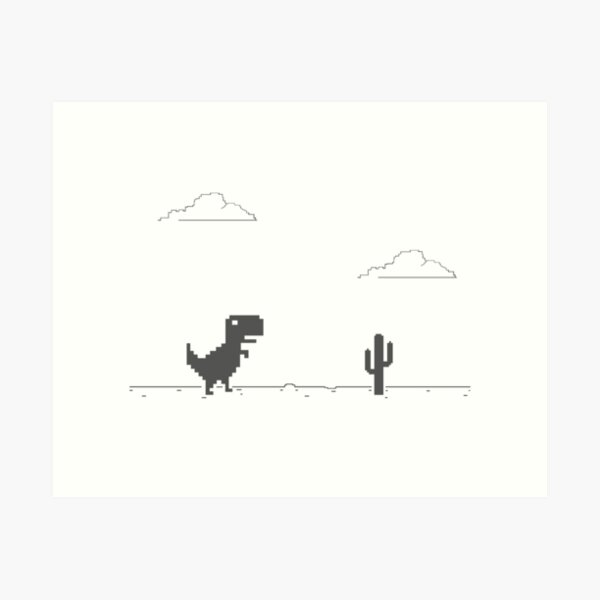 Night Offline T-Rex Game - Google Dino Run | Metal Print