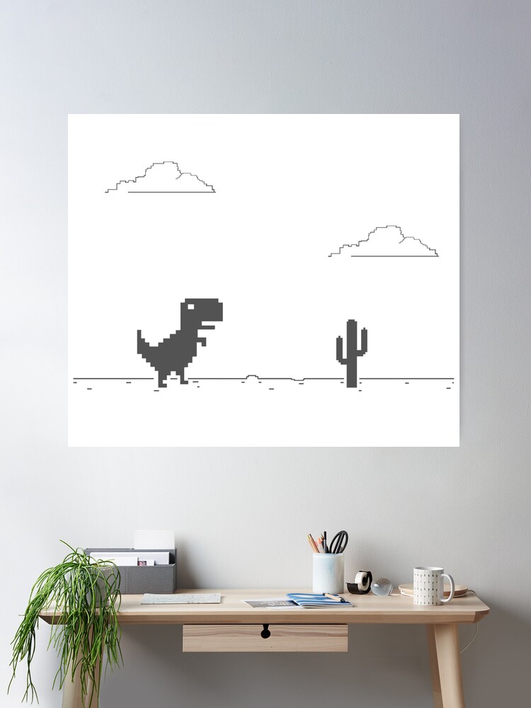 Night Offline T-Rex Game - Google Dino Run | Art Board Print