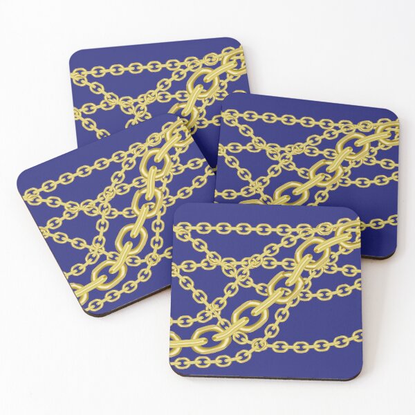 Item preview, A 90s typicol element gold chains on blue designed and sold by Aura-E.