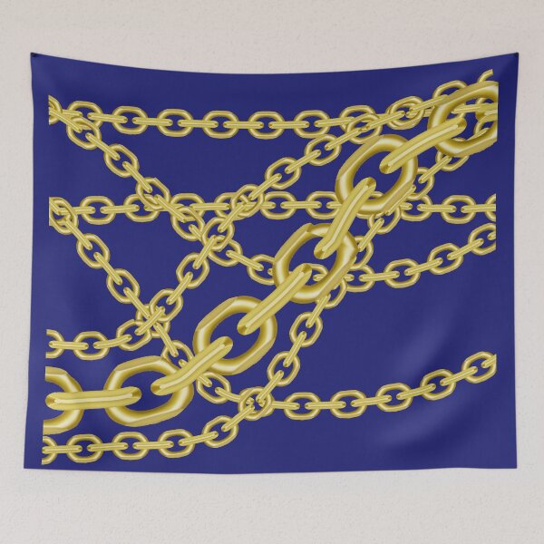 Item preview, A 90s typicol element gold chains on blue designed and sold by Aura-E.