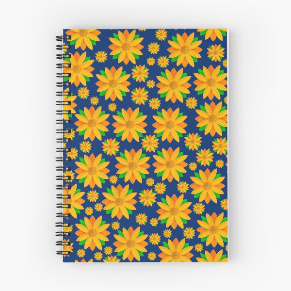 Item preview, Orange Flower Pattern On Blue Background designed and sold by Gsallicat.