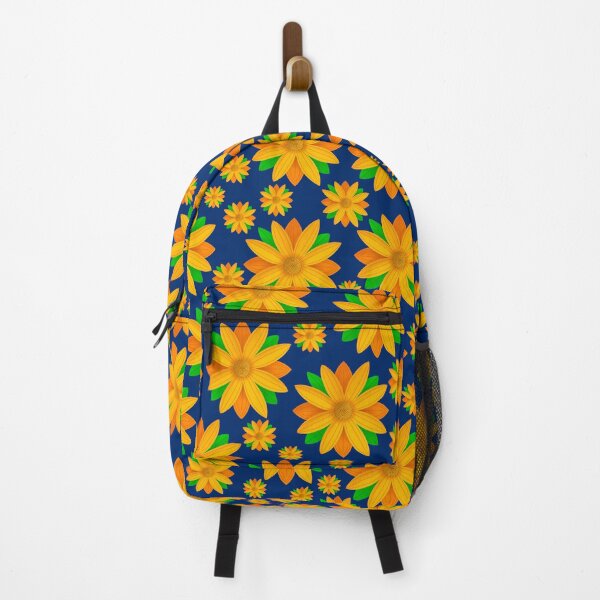 Item preview, Orange Flower Pattern On Blue Background designed and sold by Gsallicat.
