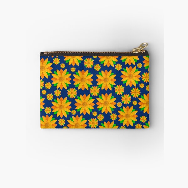 Item preview, Orange Flower Pattern On Blue Background designed and sold by Gsallicat.