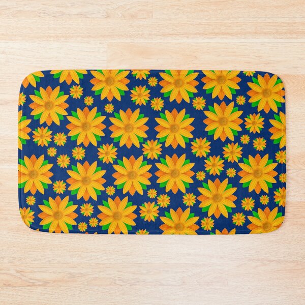 Item preview, Orange Flower Pattern On Blue Background designed and sold by Gsallicat.