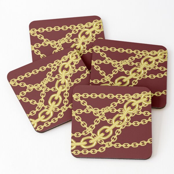 Item preview, A 90s typicol element gold chains on dark red designed and sold by Aura-E.