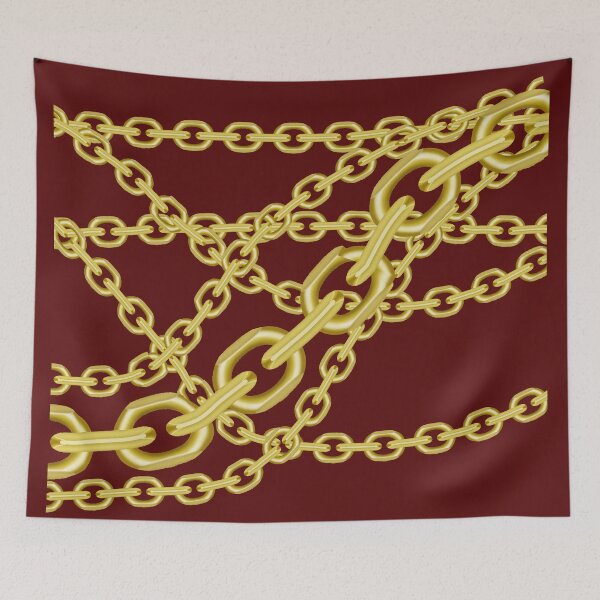 Item preview, A 90s typicol element gold chains on dark red designed and sold by Aura-E.