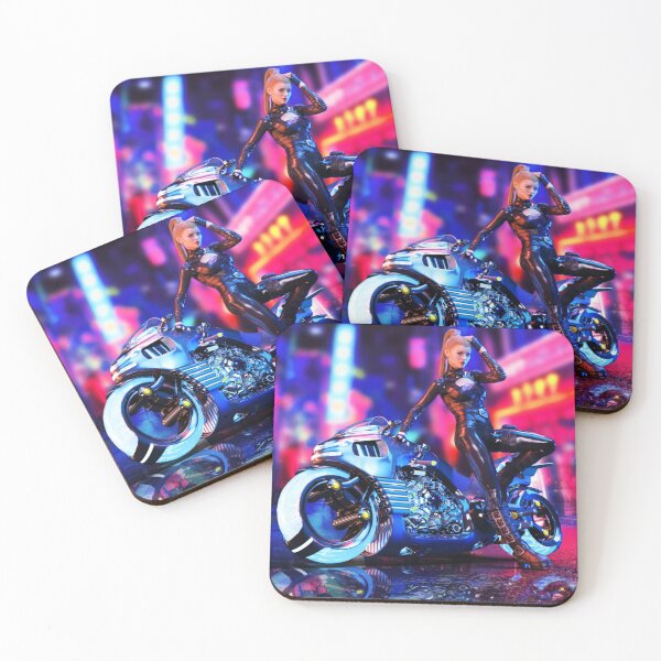 Item preview, Beautiful Art Motorcycle Women in Leather Colorful Design designed and sold by bobla25.