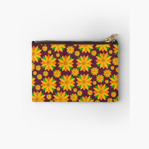 Item preview, Orange Flower Pattern On Maroon Background designed and sold by Gsallicat.