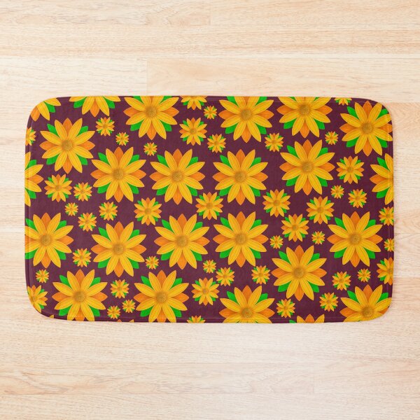 Item preview, Orange Flower Pattern On Maroon Background designed and sold by Gsallicat.
