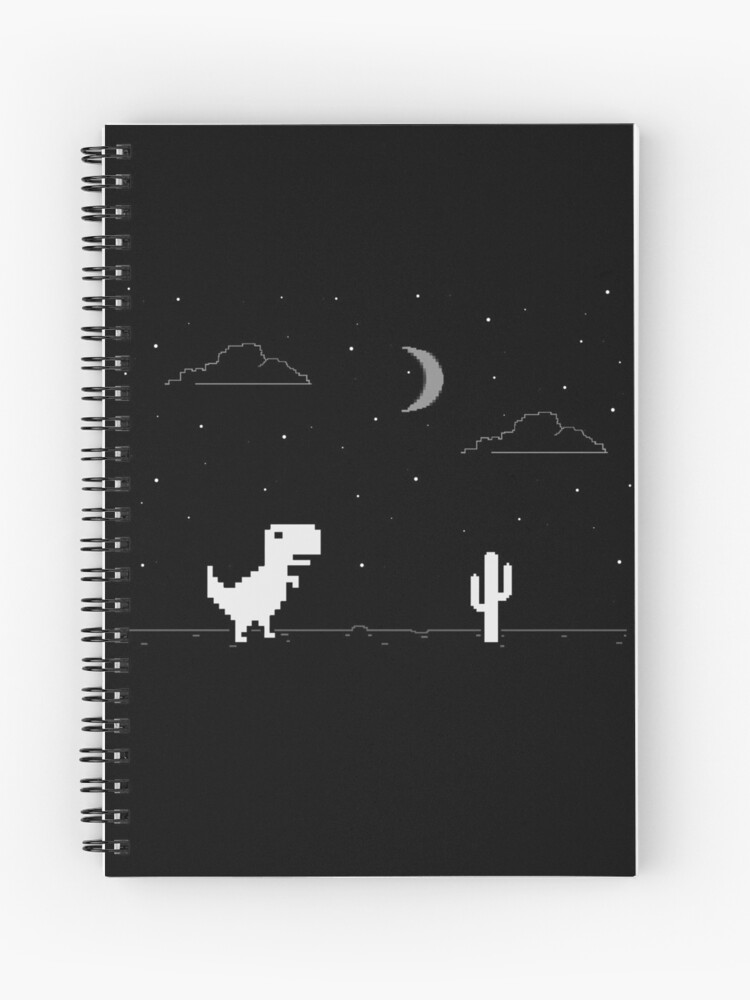 Night Offline T-Rex Game - Google Dino Run | Spiral Notebook
