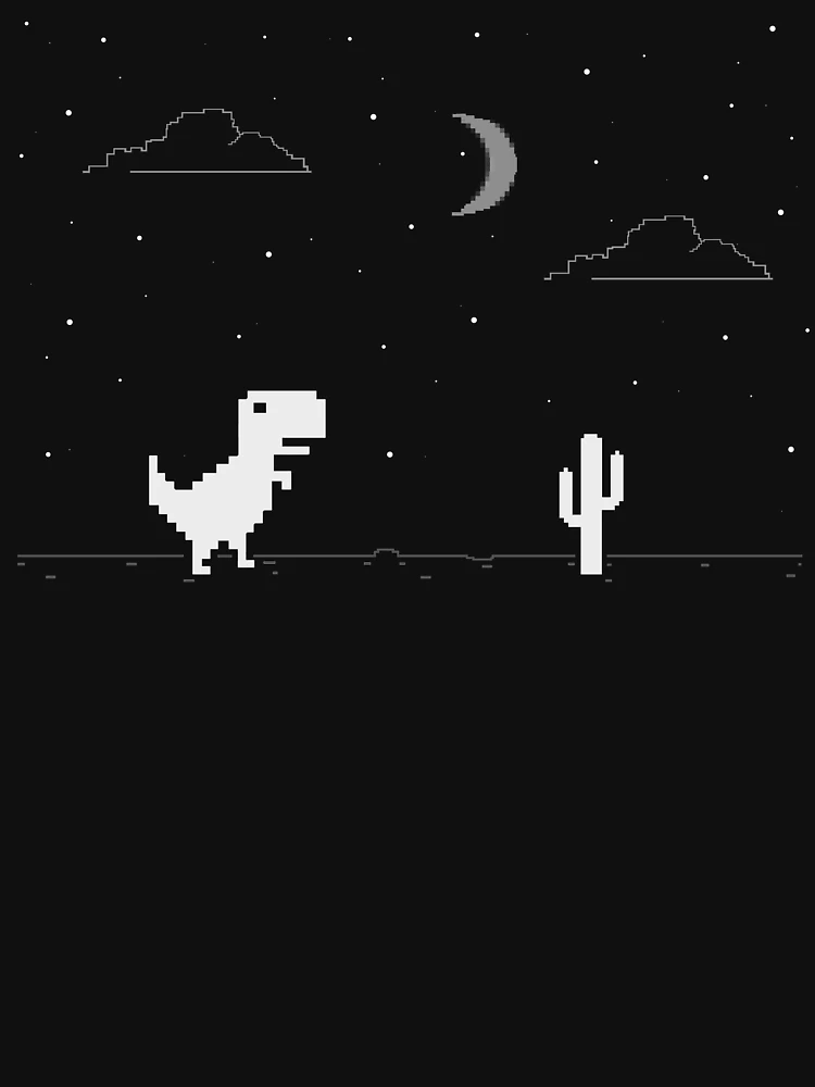 Night Offline T-Rex Game - Google Dino Run | Art Print