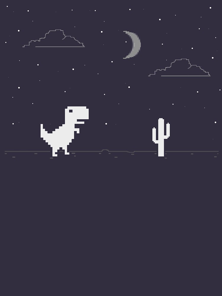 Night Offline T-Rex Game - Google Dino Run Art Board Print for Sale by  Livity