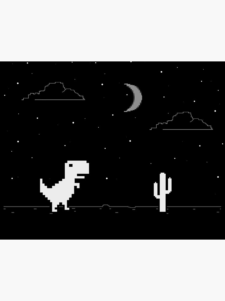 Night Offline T-Rex Game - Google Dino Run | Art Board Print