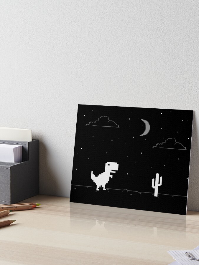 Night Offline T-Rex Game - Google Dino Run Art Board Print for Sale by  Livity