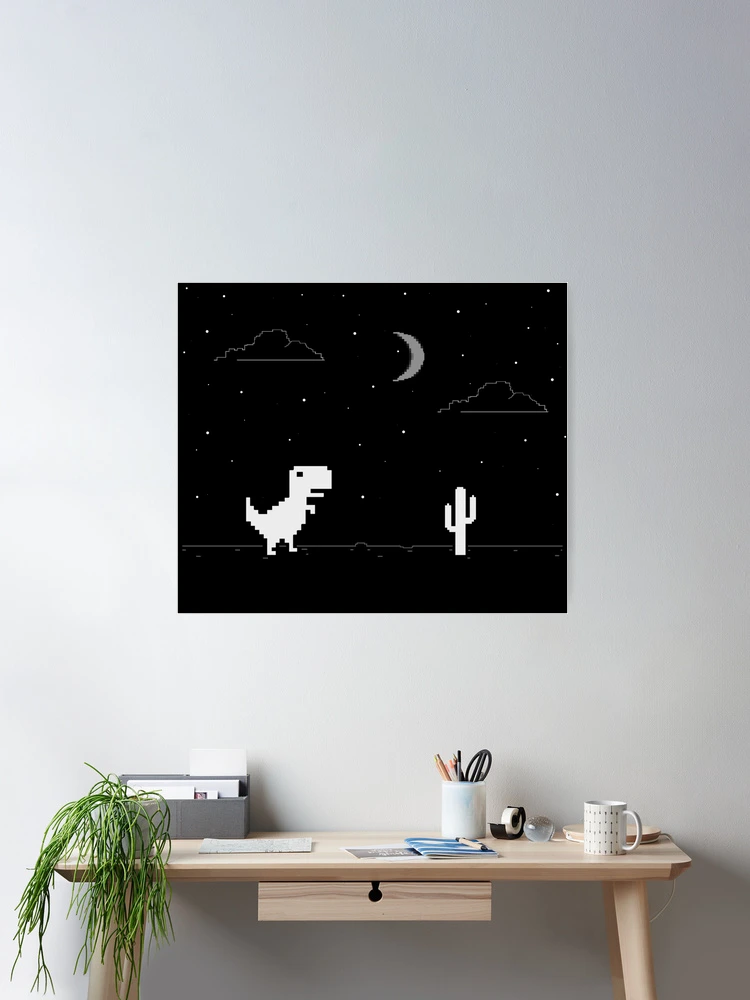 Night Offline T-Rex Game - Google Dino Run Art Board Print for