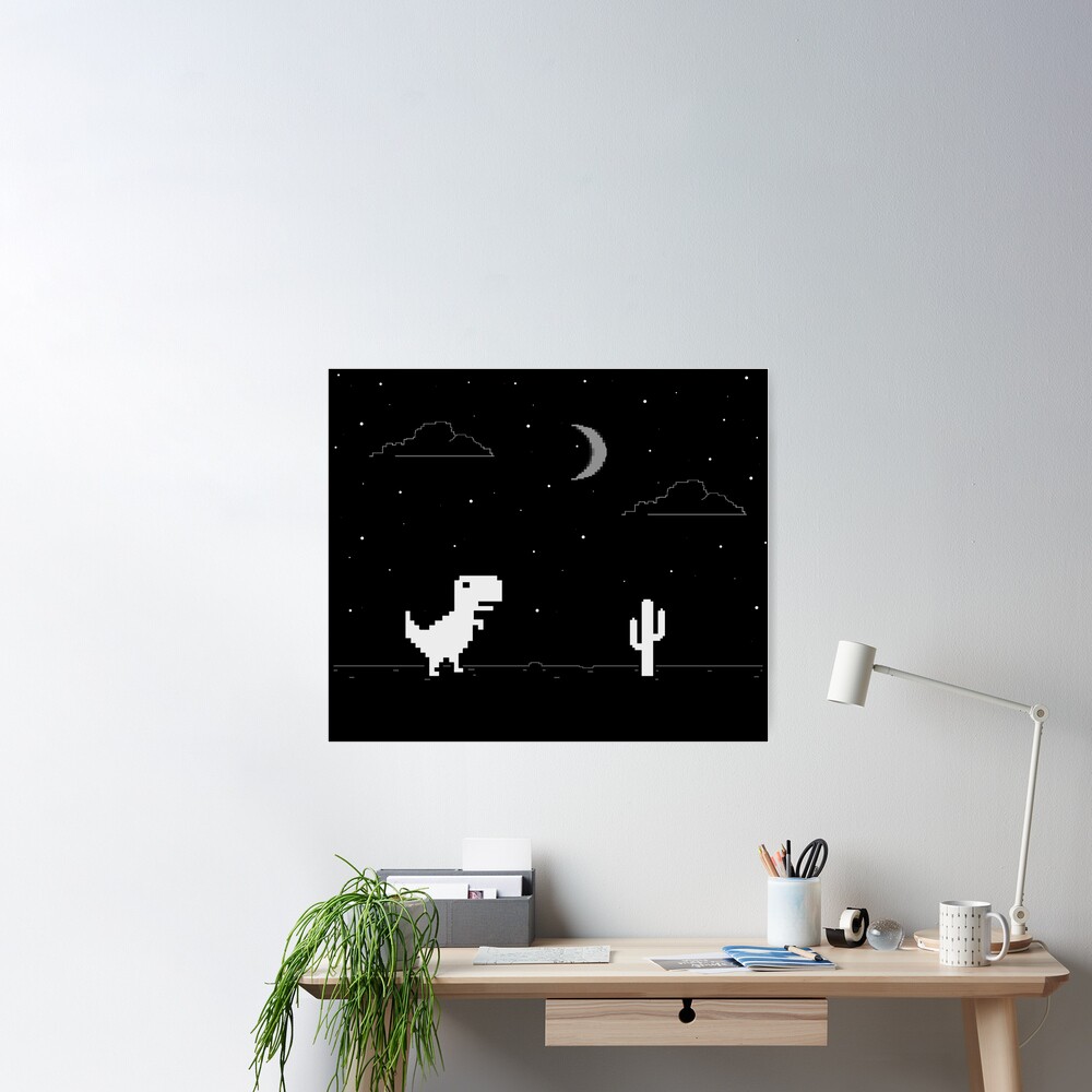 Night Offline T-Rex Game - Google Dino Run Art Board Print for Sale by  Livity