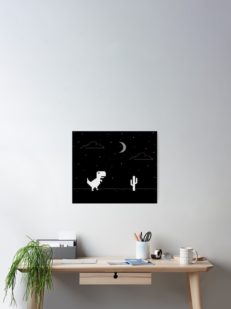 Night Offline T-Rex Game - Google Dino Run Art Board Print for Sale by  Livity