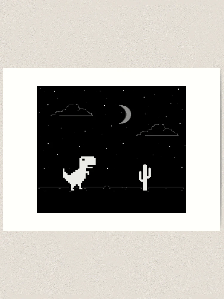 Night Offline T-Rex Game - Google Dino Run Art Board Print for