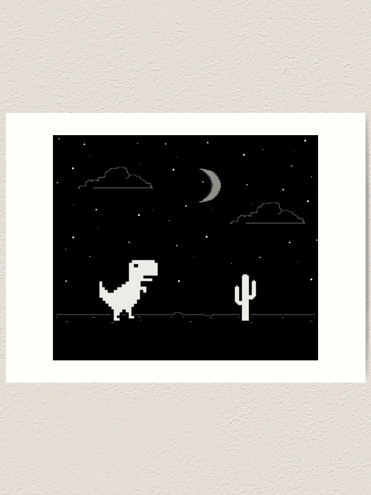 Night Offline T-Rex Game - Google Dino Run | Art Print