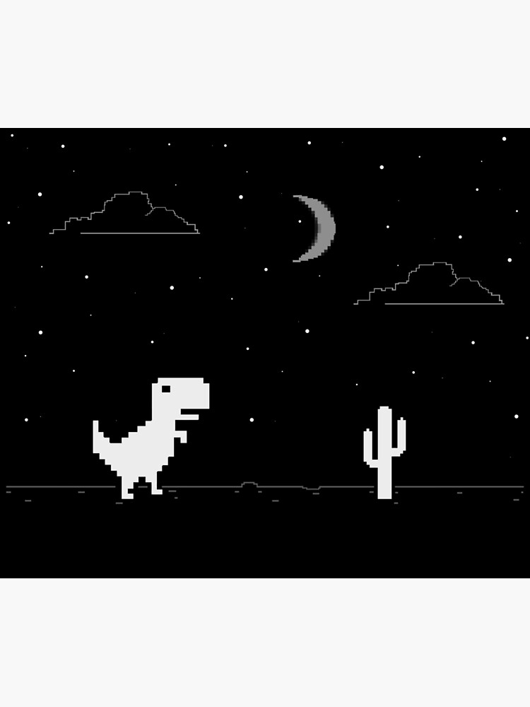 Night Offline T-Rex Game - Google Dino Run | Metal Print
