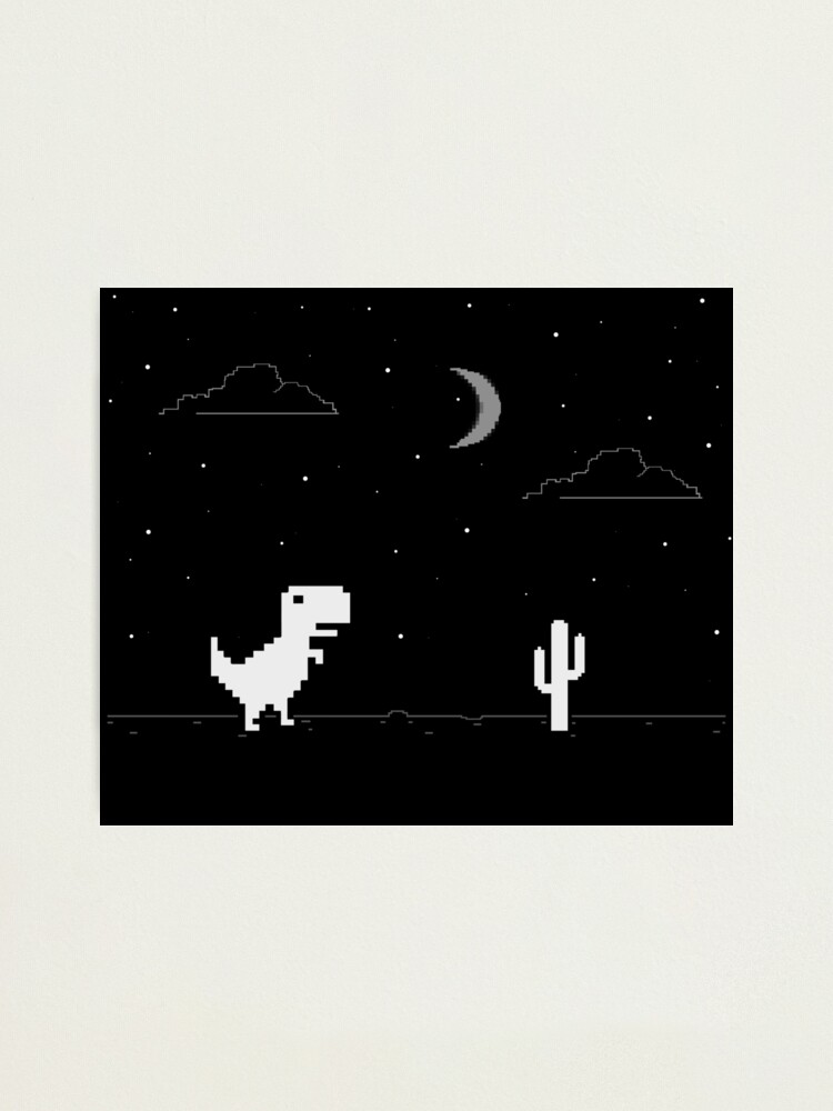 Night Offline T-Rex Game - Google Dino Run | Metal Print