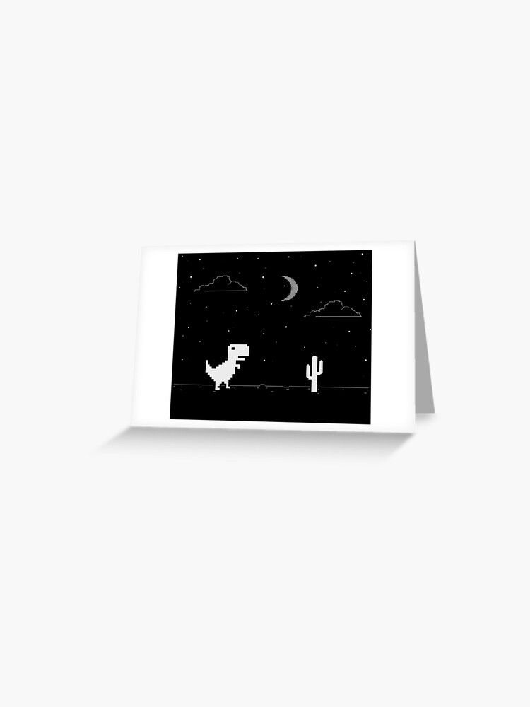 Chrome Dinosaur Game TRex Cactus Nightlife | Greeting Card