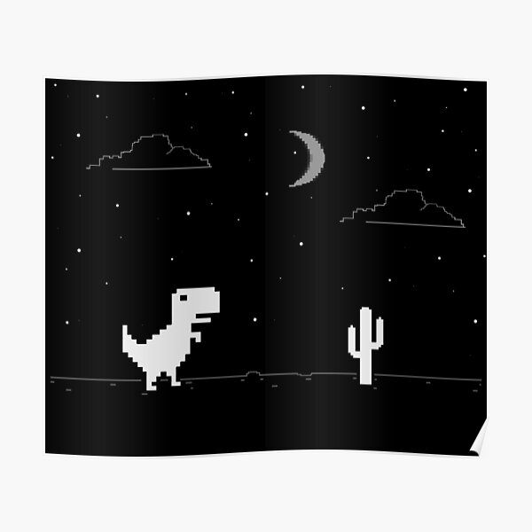 Night Offline T-Rex Game Poster