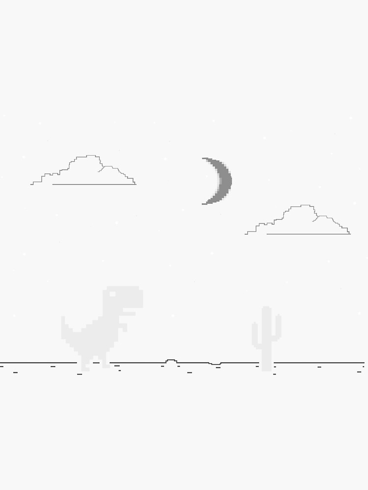 Night Offline T-Rex Game - Google Dino Run | Metal Print